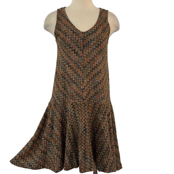Anthropologie Maeve Westwater Chevron Knit Dress Drop Waist Sleeveless | Small - Picture 1 of 12